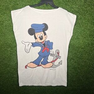 Vintage 80s Mickey Mouse Key West Sailor T Shirt Sherry White Muscle Tee Large